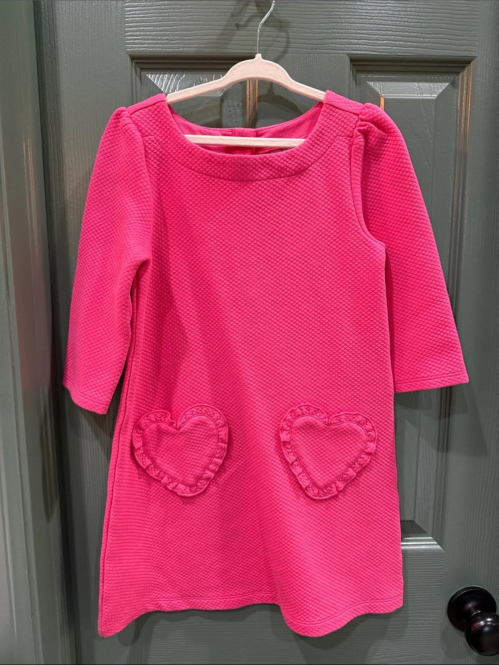 Janie and Jack Girls' Hot Pink Heart Pocket Dress